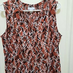 Liz Claiborne Rust and Black Abstract Blouse